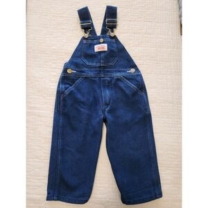 Vtg Round House Overalls Toddler 2T Blue Denim Made In  USA